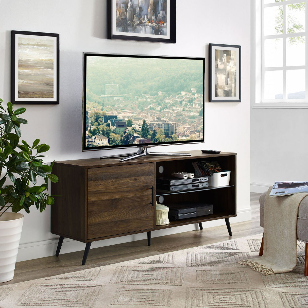 Saxon Modern Glass Shelf TV Stand for TVs