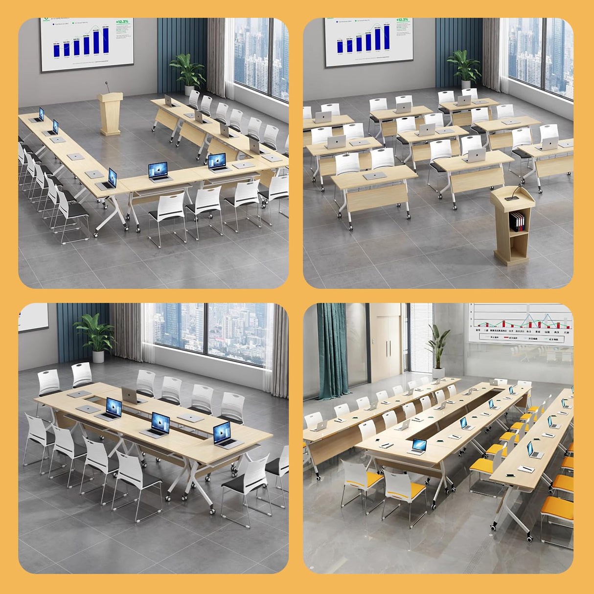 Conference Table,4PCS Folding Conference Room Table