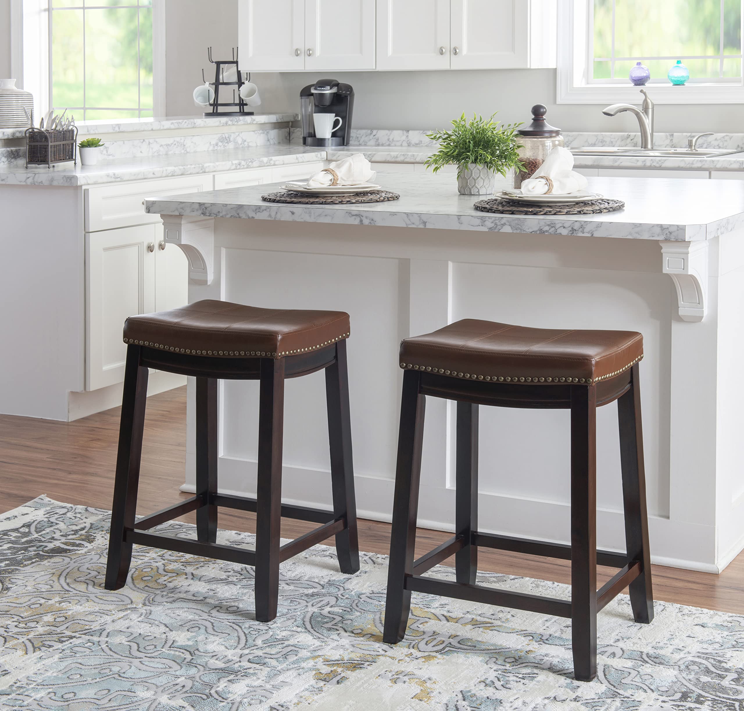 Cognac Backless Counter Stool