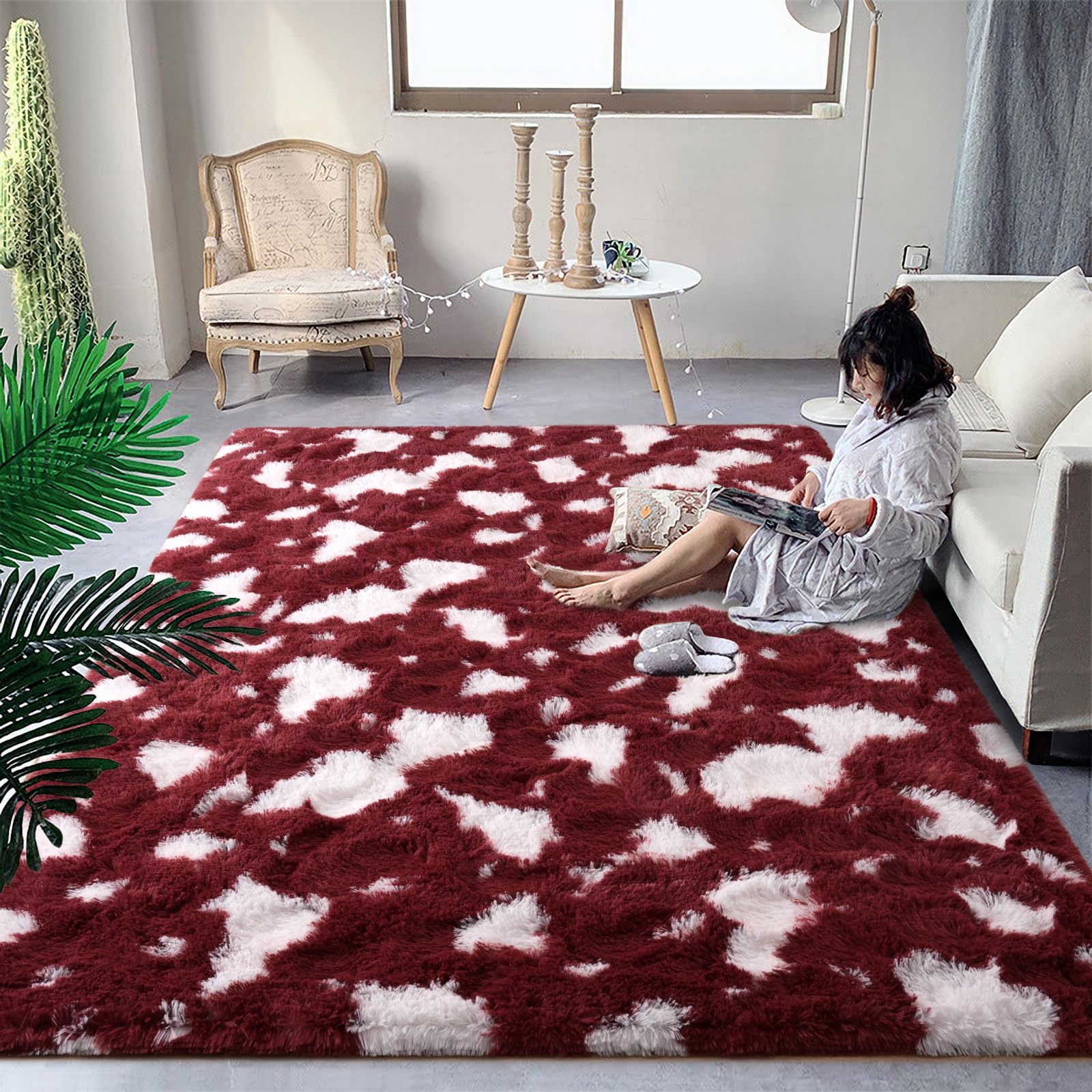 Fluffy Bedroom Rug Carpet - 6x9 Feet Shaggy Area Rugs for Living Room, Soft Rug for Girls Boys Kids Room,