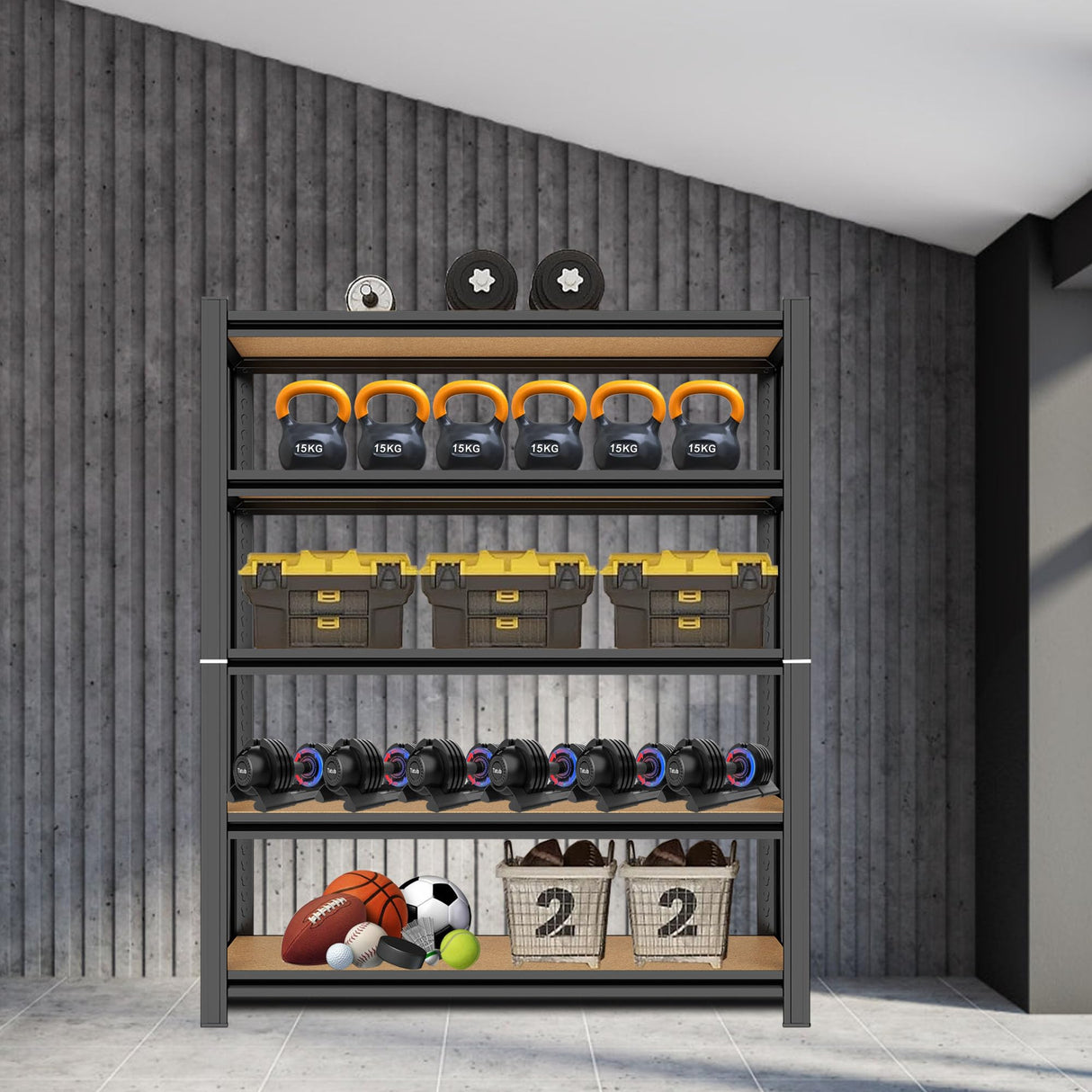 24" D x 46" W x 72" H Storage Shelves Adjustable 5-Tier Garage Shelving Heavy Duty Shelves 1500LBS Metal Shelving Utility Rack Shelf for Warehouse Basement Pantry Closet Kitchen