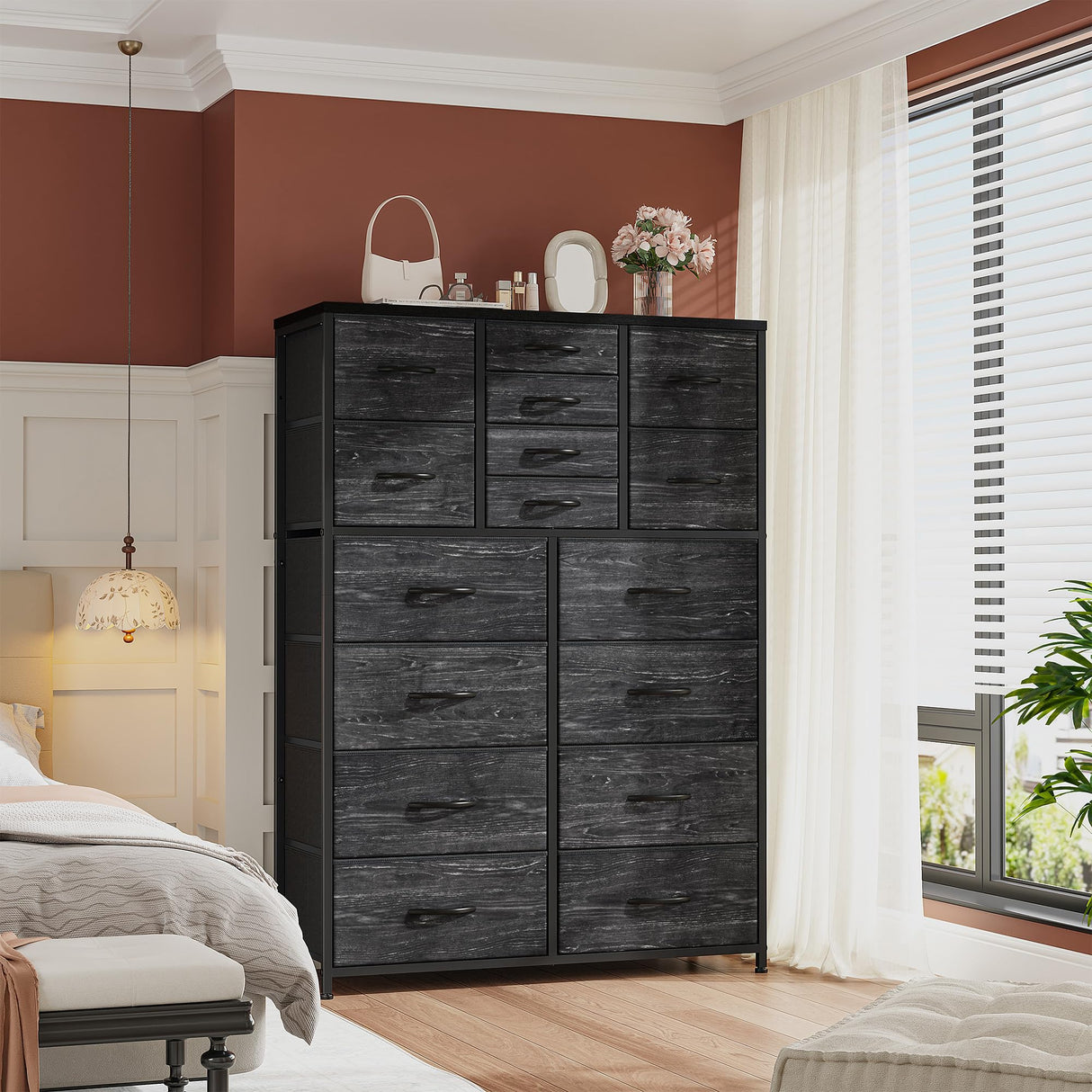 Tall Dresser for Bedroom with 16 Drawer, Fabric Bedroom Dressers & Chests of Drawers