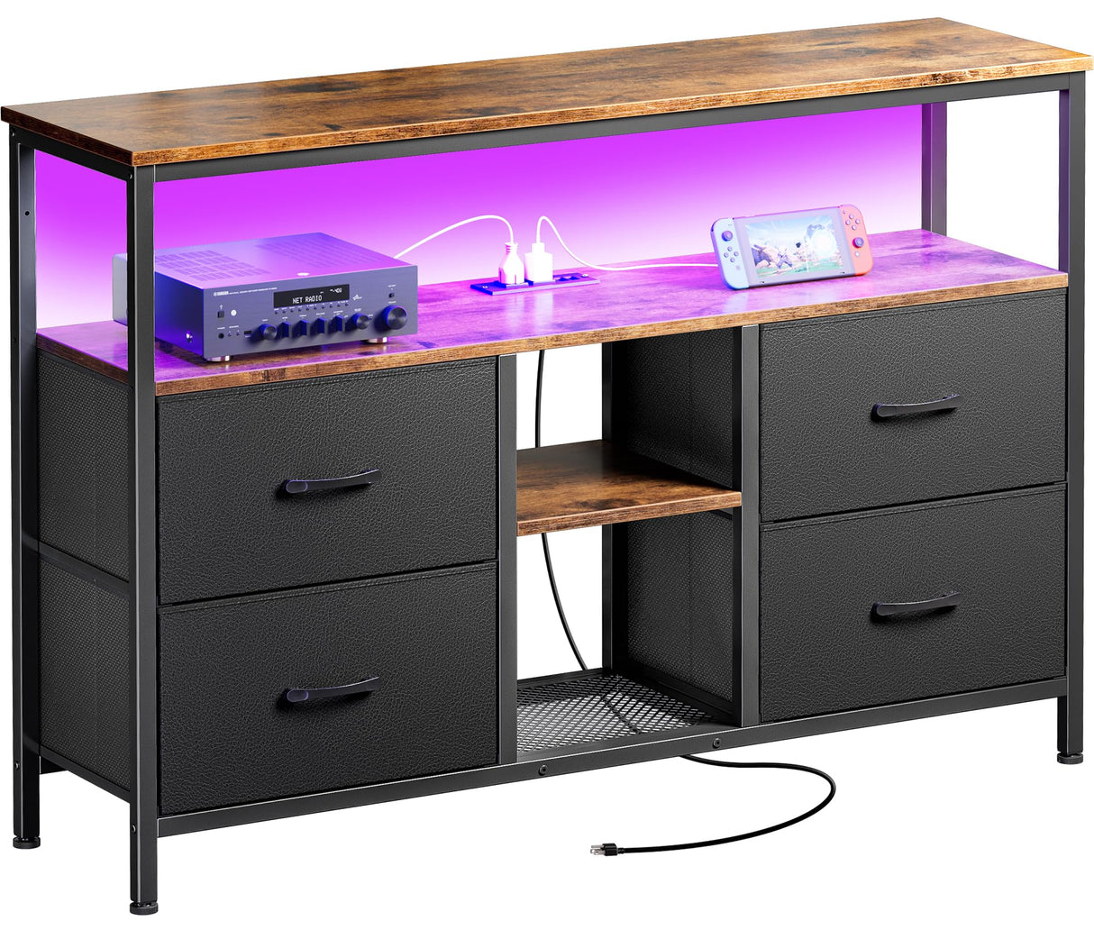 Huuger Nightstand with Charging Station, TV Stand Dresser
