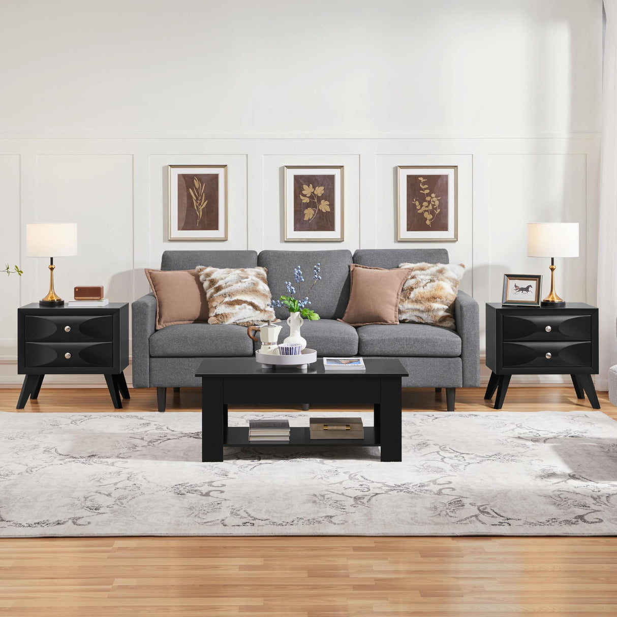 Nightstand with 2 Drawers, Almost Fully-Assembled Nightstand