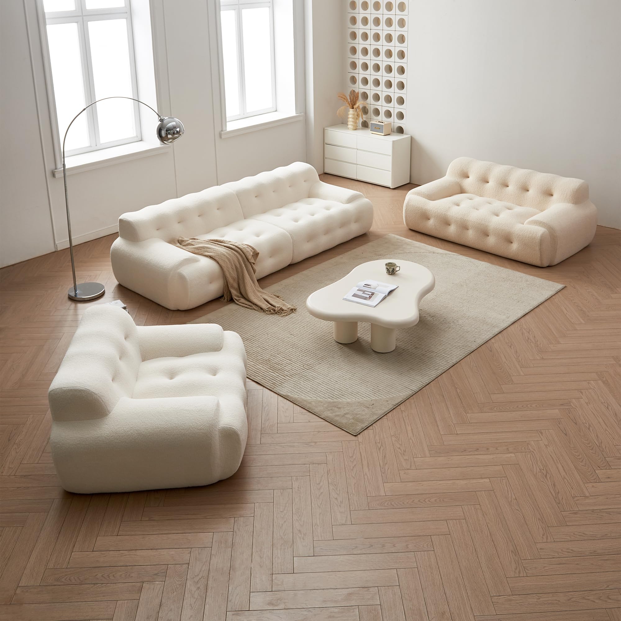 70.86 "Modern Loveseat Sofa Couch, Sherpa Tufted Love Seat, Comfy 2 Seater Deep Seat Small Couch for Living