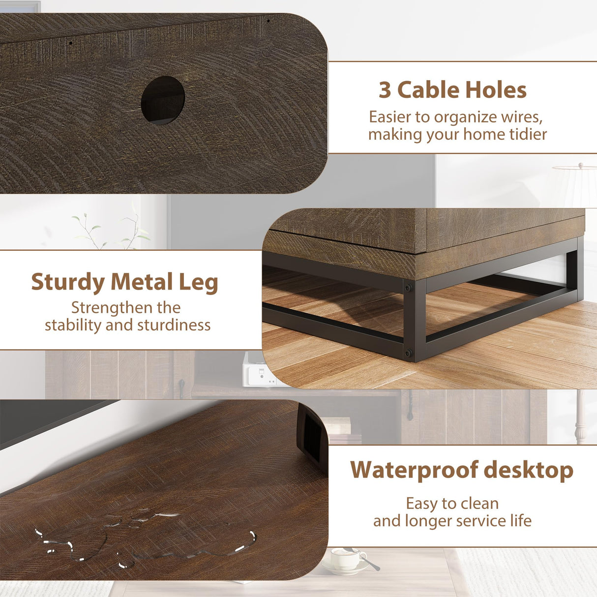 Farmhouse TV Stand for 75-Inch TVs - Walnut Entertainment Center