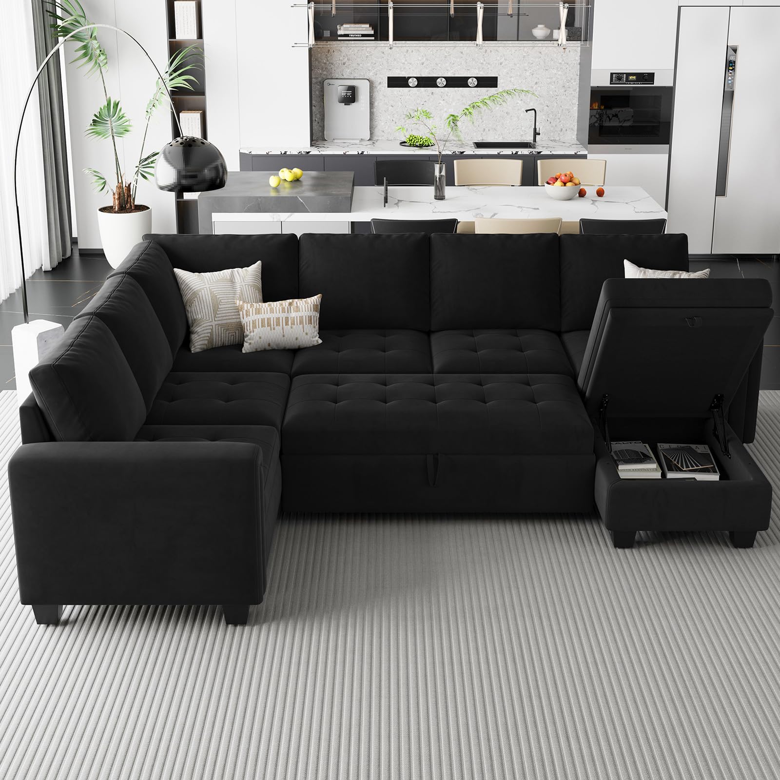 Modular Sectional Sleeper Sofa with Pull Out Bed U Shaped Sectional Sofa