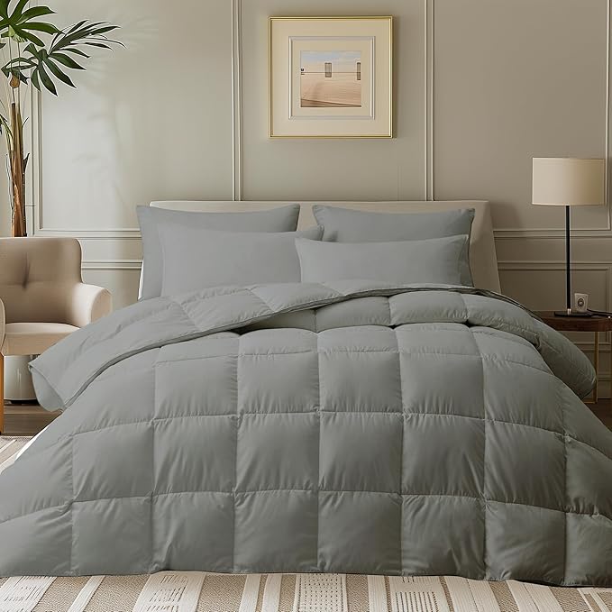 White Goose Feather Comforter Full/Queen Size, All Season Duvet Insert