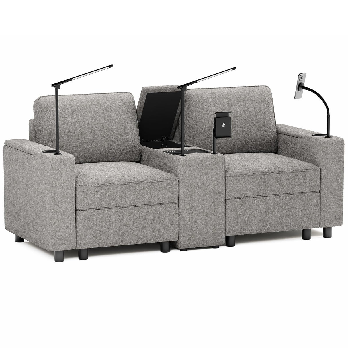 SmartLuxe – Power Reclining Home Theater Sofa with Bluetooth, Storage & Cup Holders