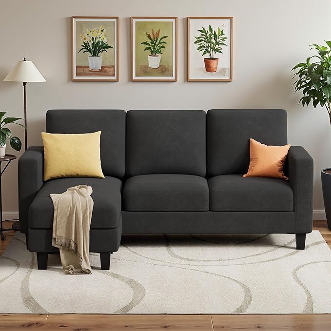 Convertible Sectional Sofa Couch,3 Seats L-Shaped Couch