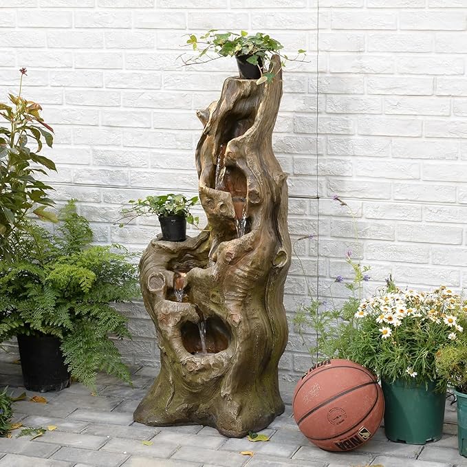 5-Tiered Rock Water Fountain Outdoor Garden - 31.5”Waterfall Fountain Outdoor Water
