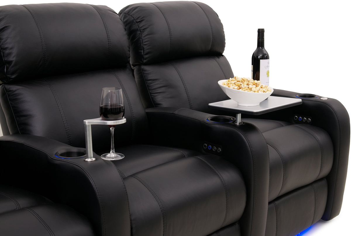 Diesel XS950 Home Theater Seats Black Top-Grain Leather - Memory Foam