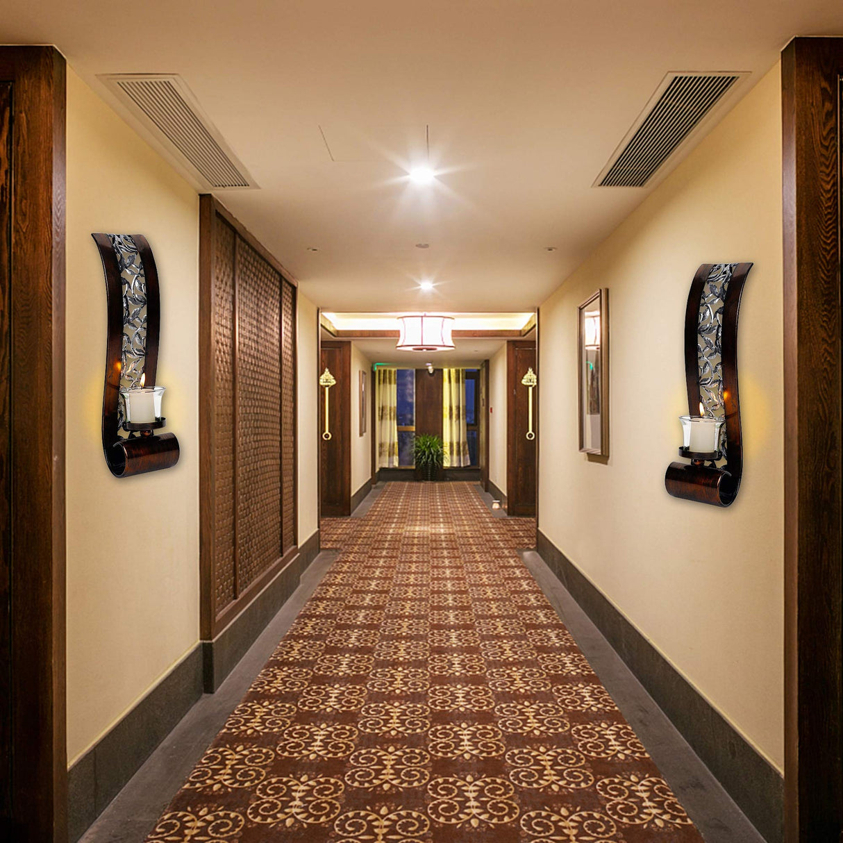 Wall Sconce 14.4 x 3.5 Inch, with Tea Light Candle Holder Antique Bronze Style Metal Wall