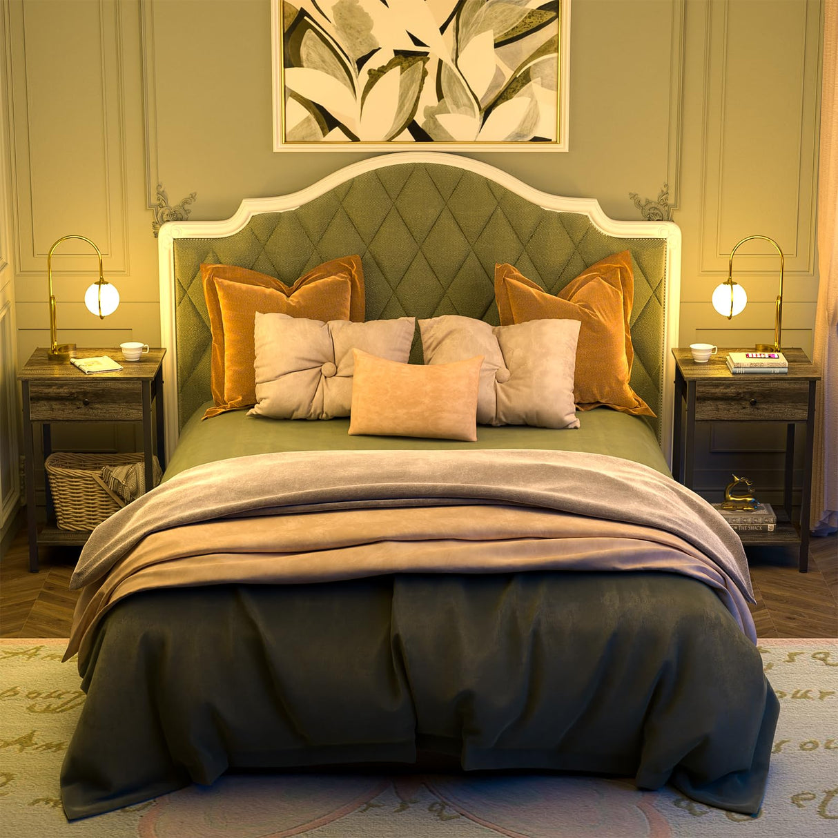 Nightstand Set of 2, 2 Pack Bedside Table with Storage