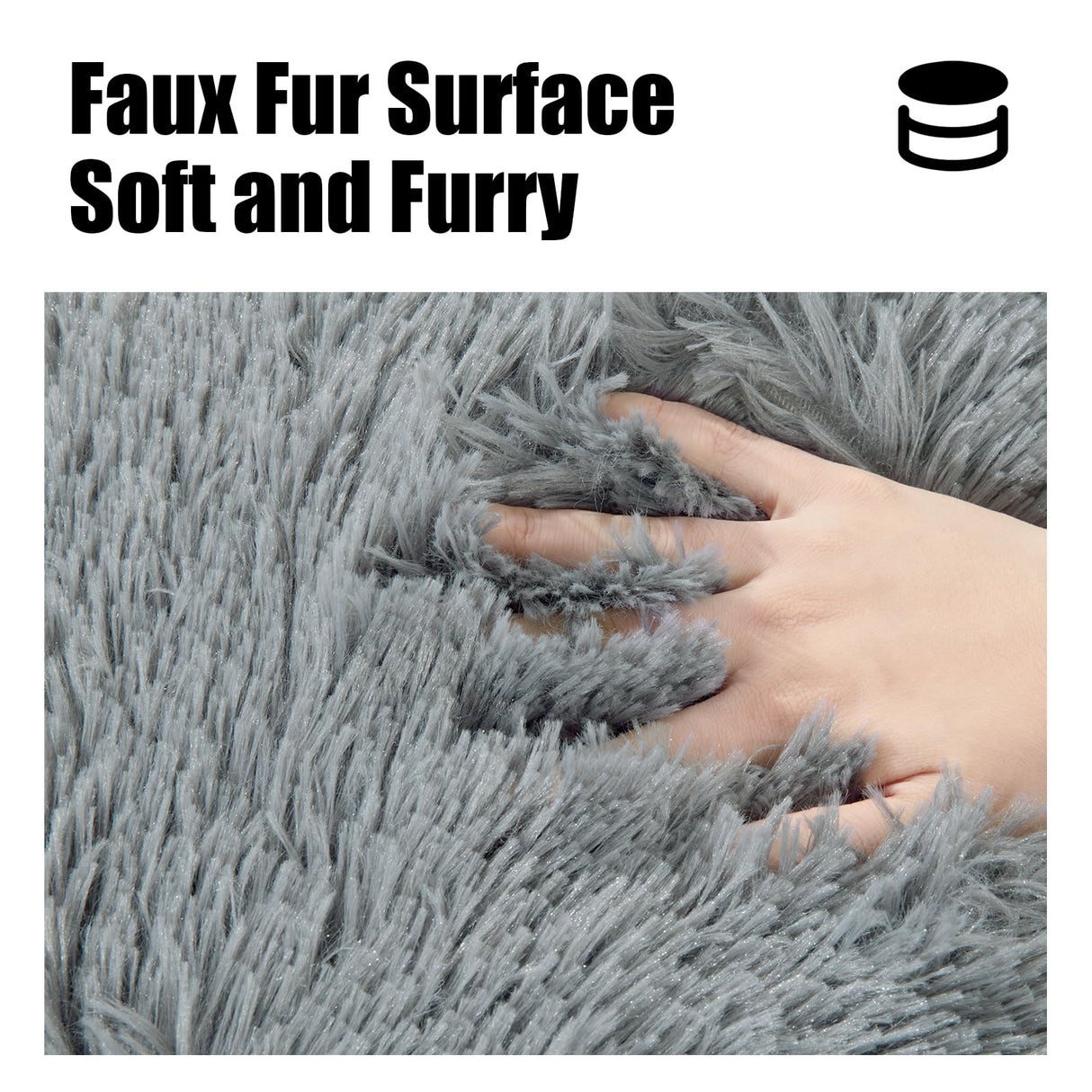 Round Pouf Ottoman Stuffed,Faux Fur Pouf Ottoman