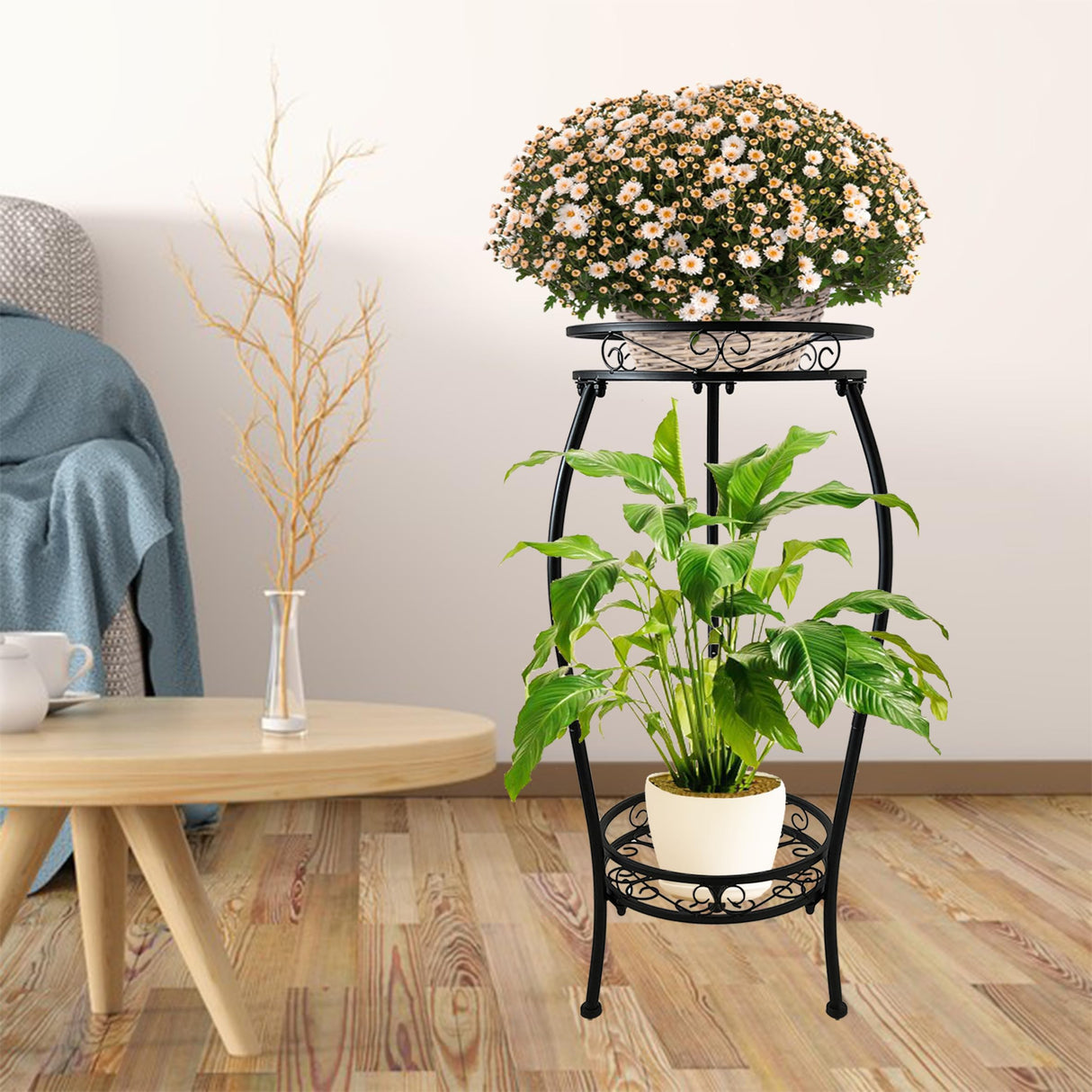 Casimir 2-Tier Elegant Metal Plant Stand – 26.6” Flower Rack