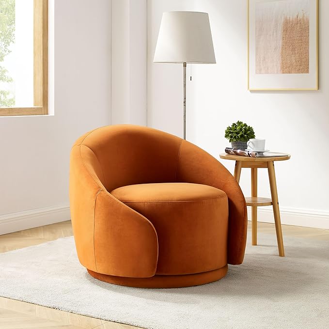 Swivel Barrel Chair, Upholstered Modern Round Accent Arm Chairs
