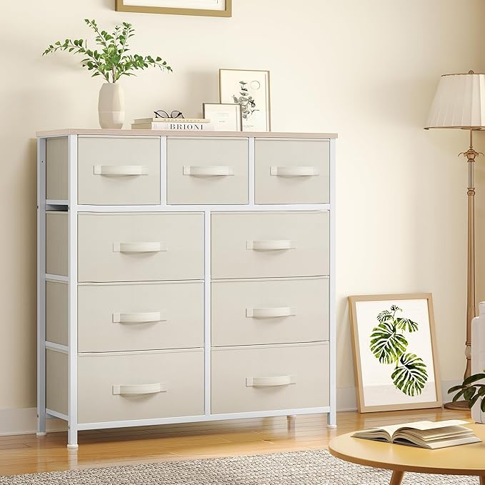 Dresser for Bedroom with 9 Drawers, Fabric Storage Dresser, Closet Dresser & Chest