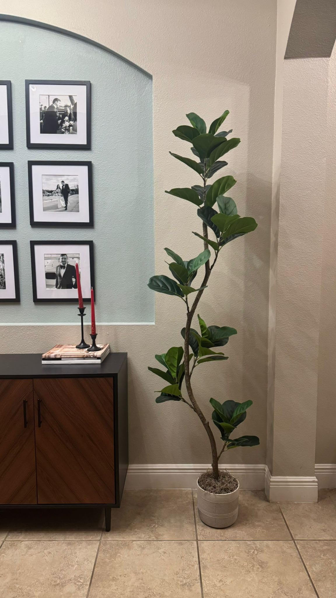 Artificial Fiddle Leaf Fig Tree - 6FT Fake Plant with Black Planter