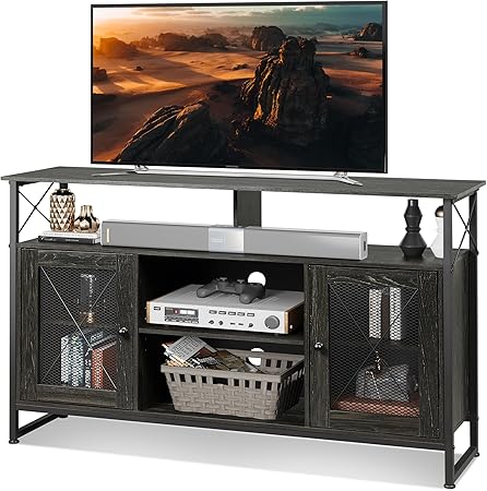 TV Stand 55 inch TV,Tall Entertainment Center with Storage, Farmhouse Industrial