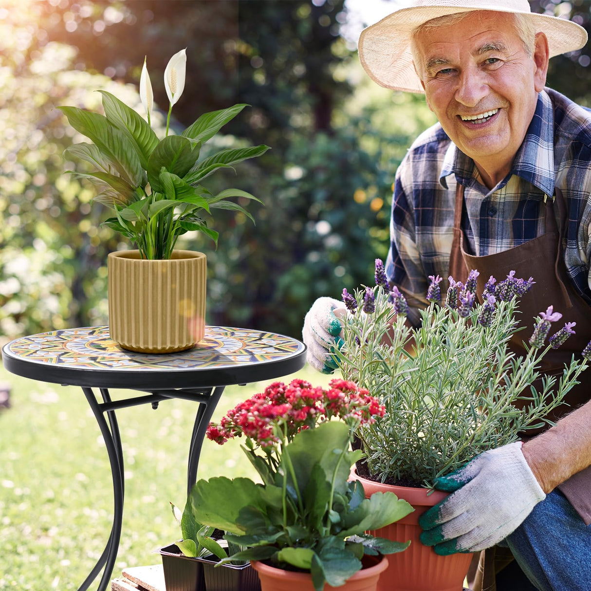 Outdoor Side Table Mosaic Patio Table Accent Tables