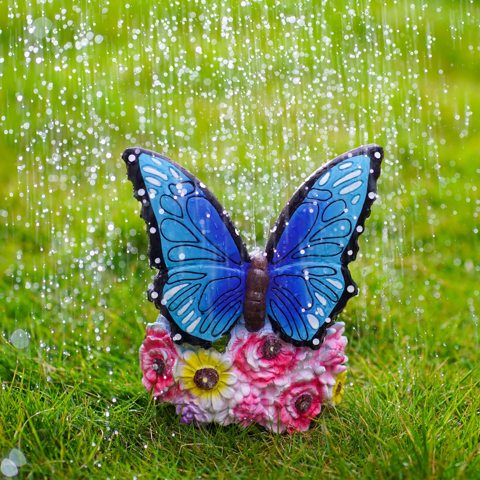 Pohabery Garden Statues Butterfly Decoration Resin Solar Butterfly Light Outdoor Decorations Garden Decoration Gifts for Mom