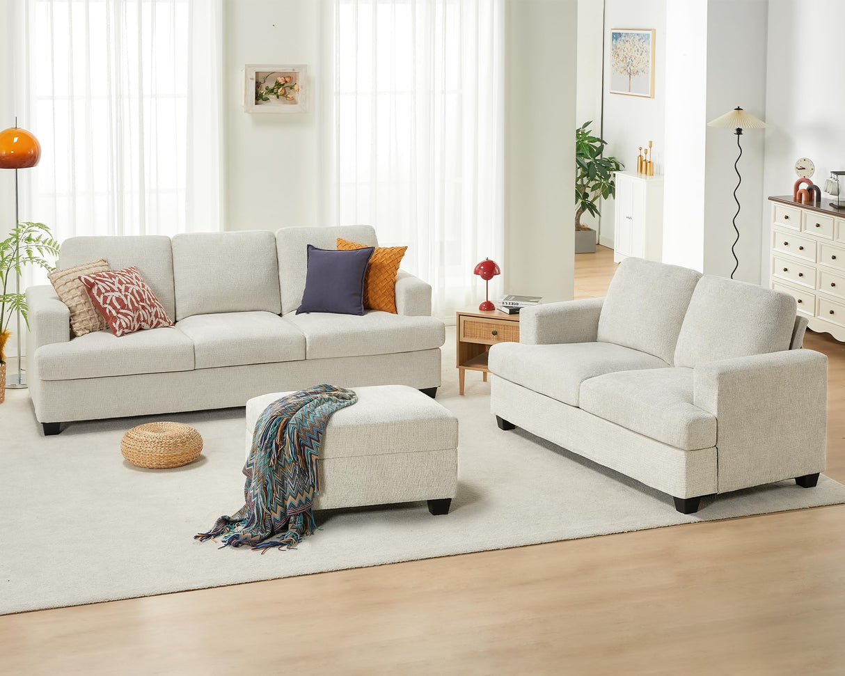 2 Piece Set Comfy Couch with Extra Deep Seats, Modern Sofa- Sofa