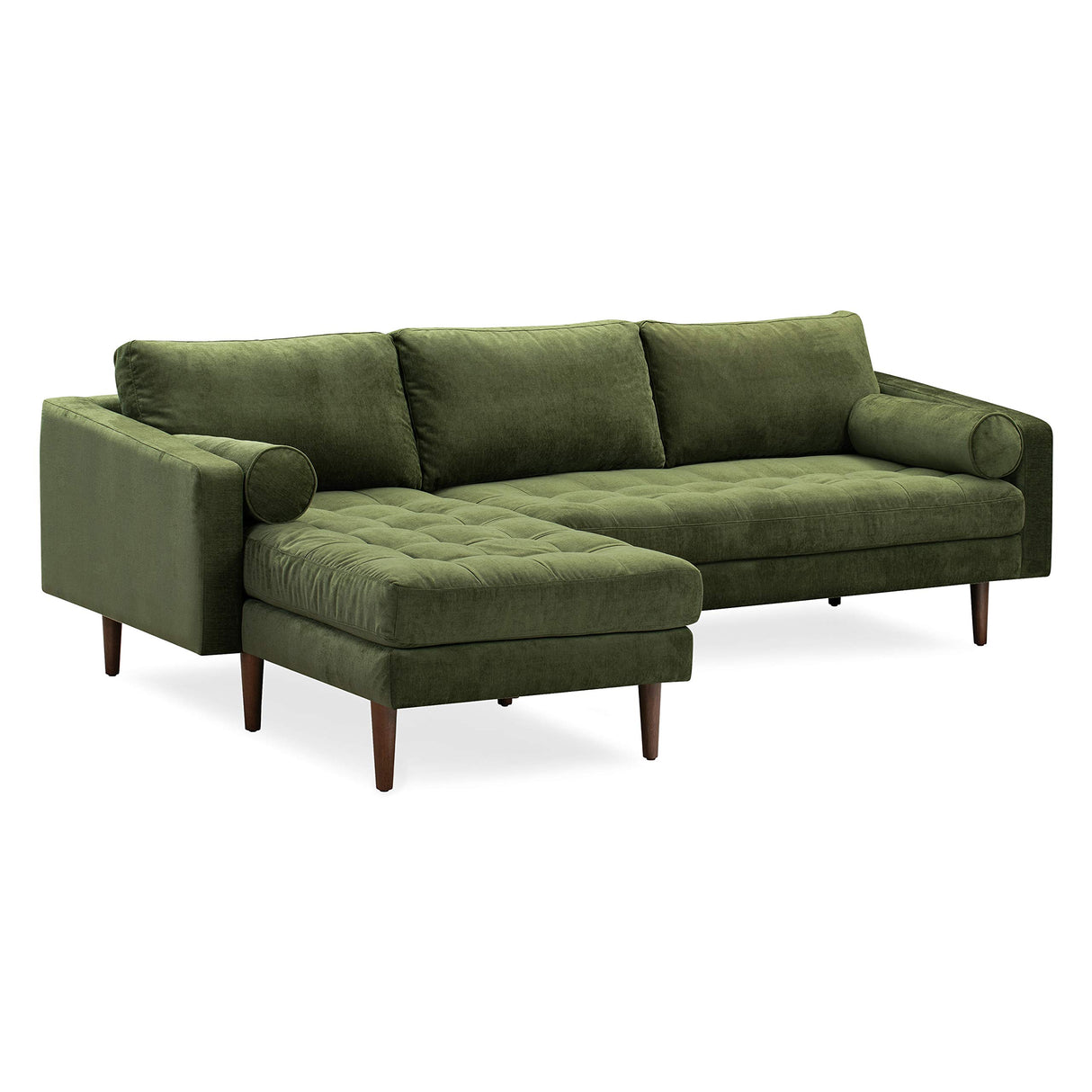 Napa Left-Facing Sectional Sofa, Distressed Green Velvet