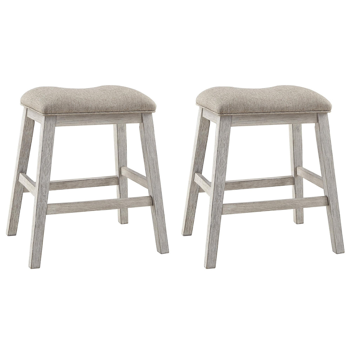 Skempton Modern 24" Counter Height Upholstered Barstool, 2 Count, Whitewash