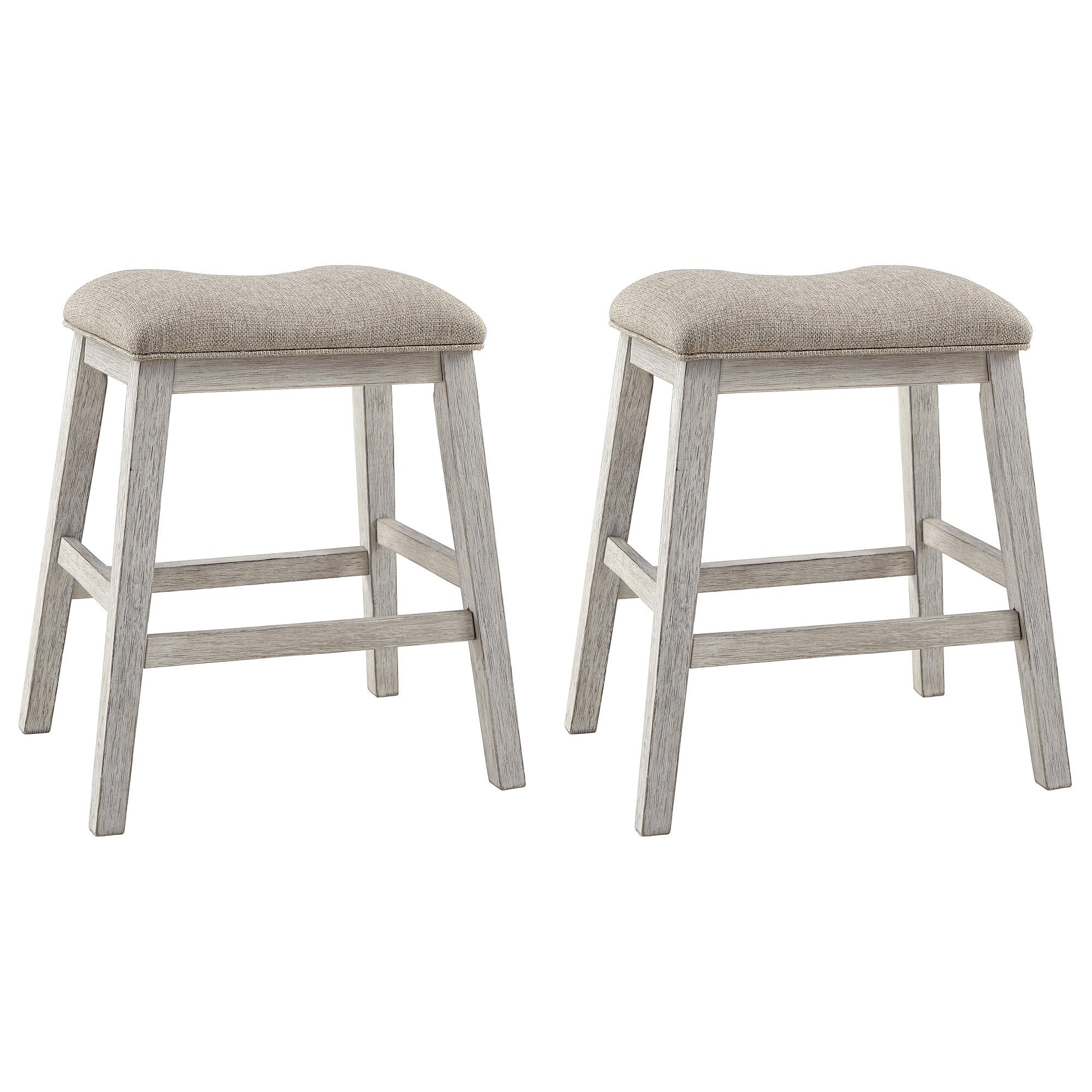 Skempton Modern 24" Counter Height Upholstered Barstool, 2 Count, Whitewash