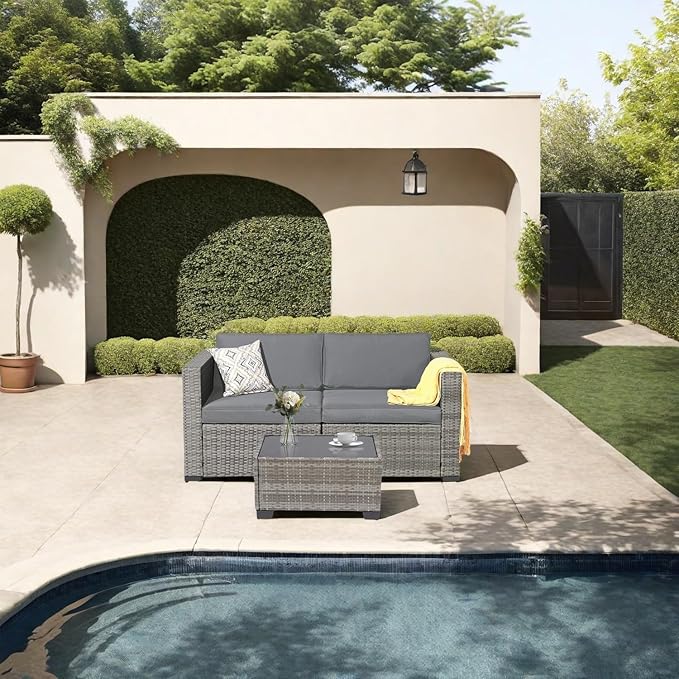 7-Piece Outdoor Patio Sectional Set, Durable Rattan Couch