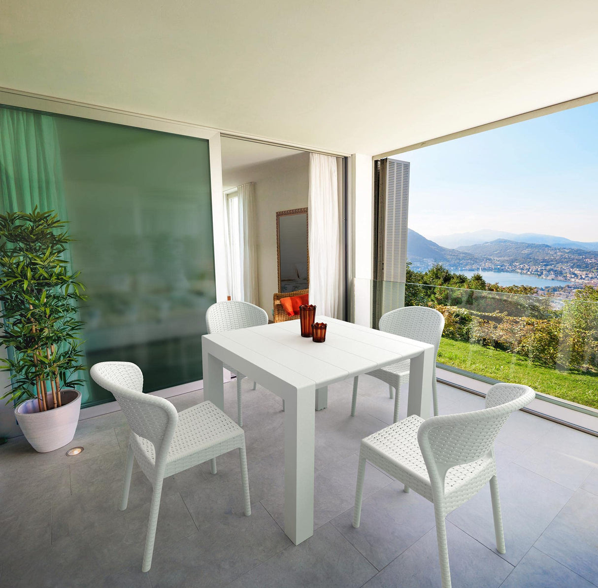 Compamia Vegas 55" Extendable Patio Dining Table in Dark Gray, Commercial Grade