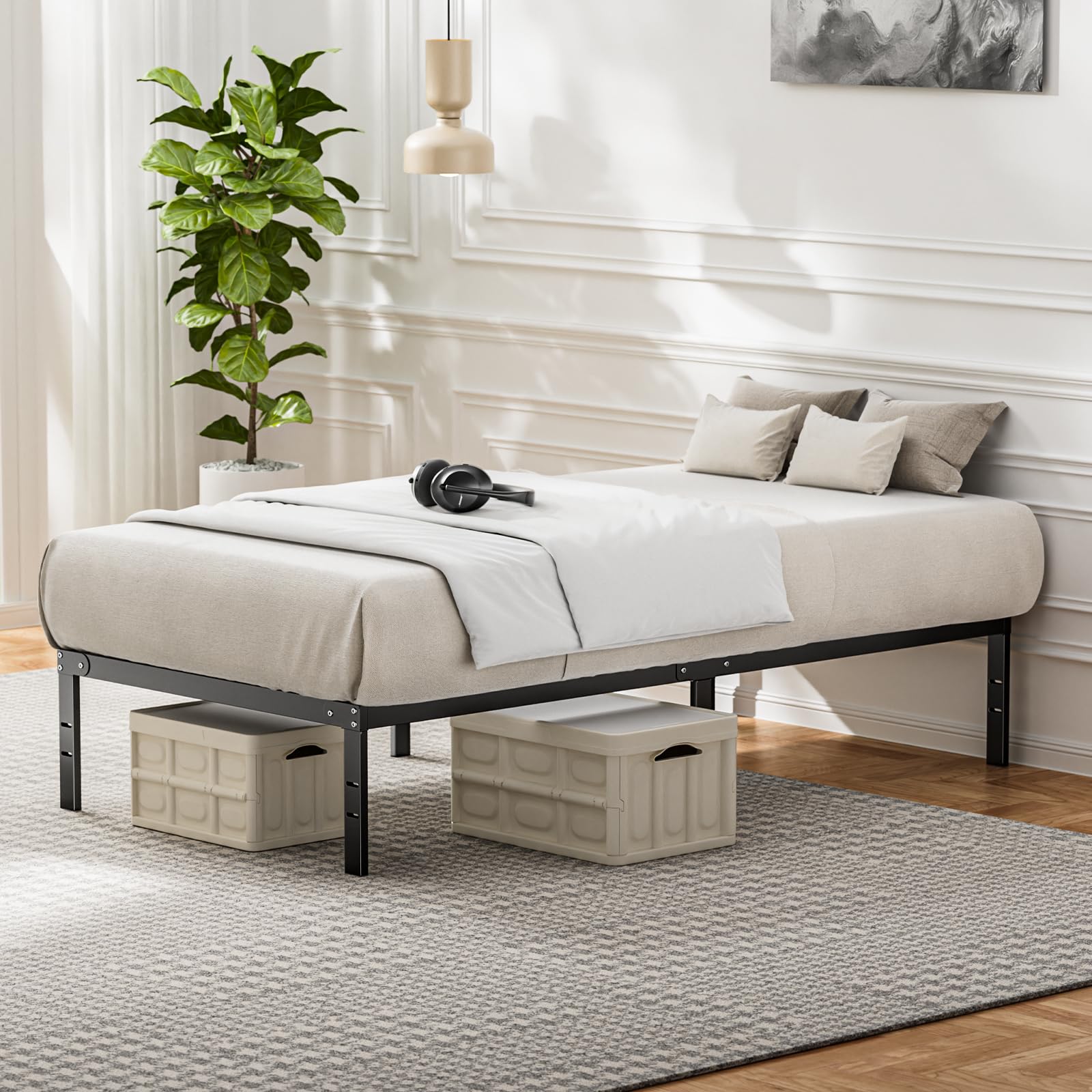 Bed Frame - Twin Size Metal Platform Bed Frames Mattress Foundation