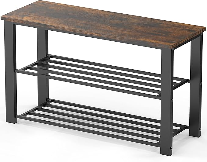 Wood Top Shoe Storage Bench for Entryway, White