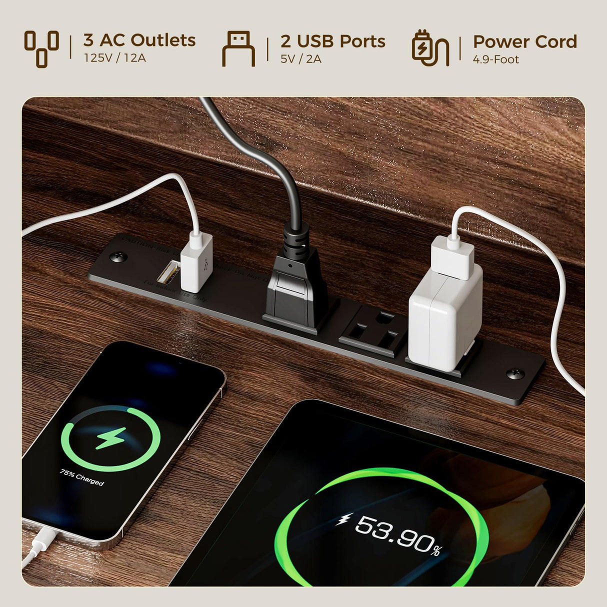 65 Inch Farmhouse TV Stand with Power Outlet & LED Lights