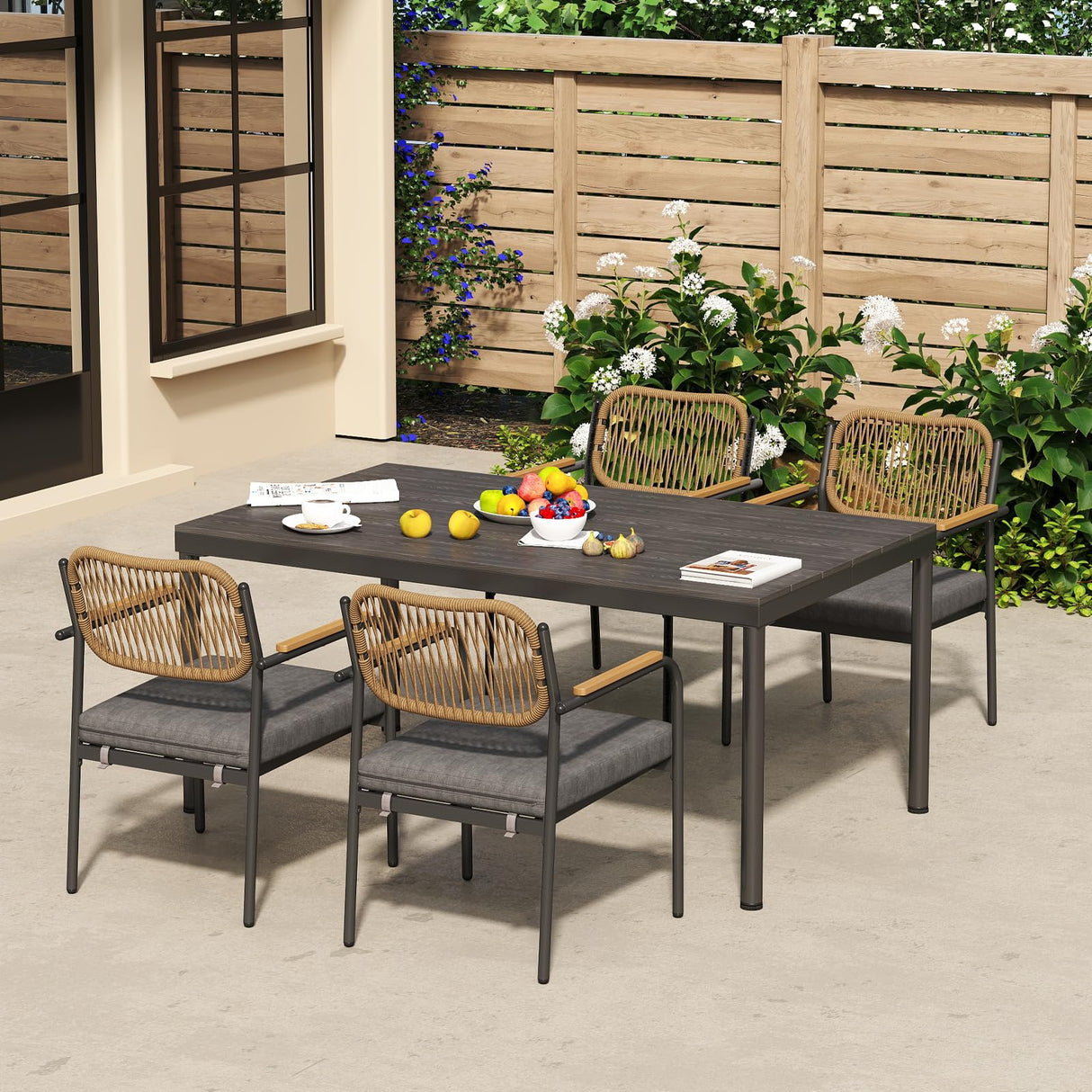 Outdoor Dining Set for 4, Patio Dining Furniture Sets, 5 Pieces Patio Dining Set
