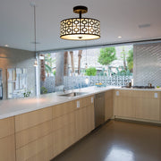 Semi Flush Mount Ceiling Light, Double Drum Shade Close to Ceiling Light Fixture Chandelier