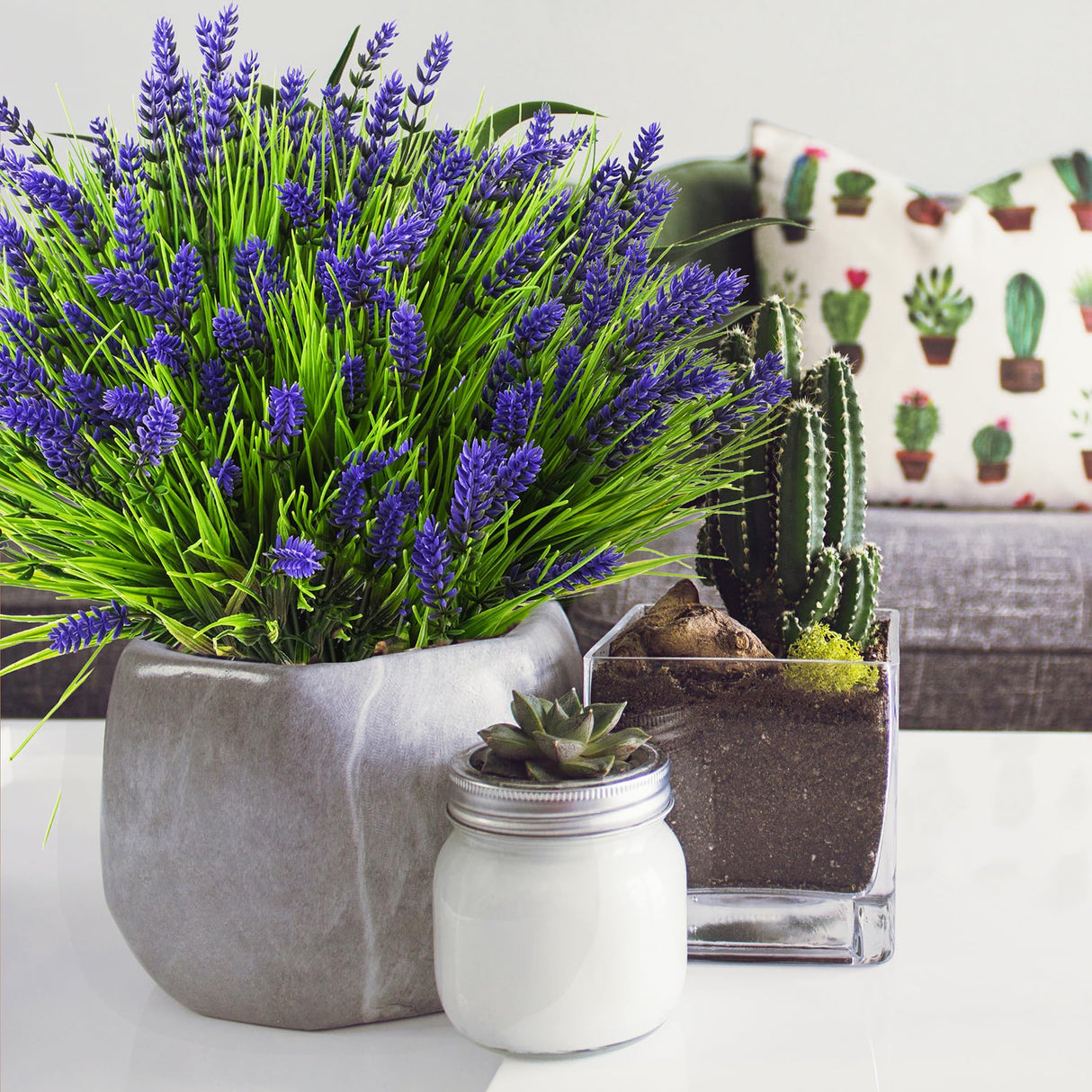 Artificial Plants Outdoor, 22 Pcs Fake Flowers UV Resistant Outdoor Fake Plants