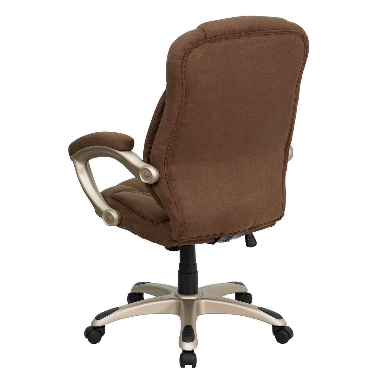 High Back Brown Microfiber Executive Swivel Office Chair with Arms