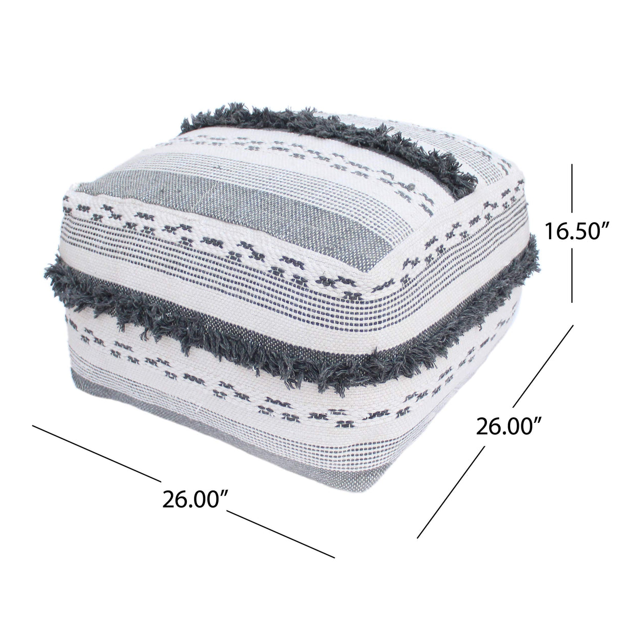 Contemporary Faux Yarn Pouf Ottoman Foot Stool - Bean Bag Floor Chair - Foot Rest