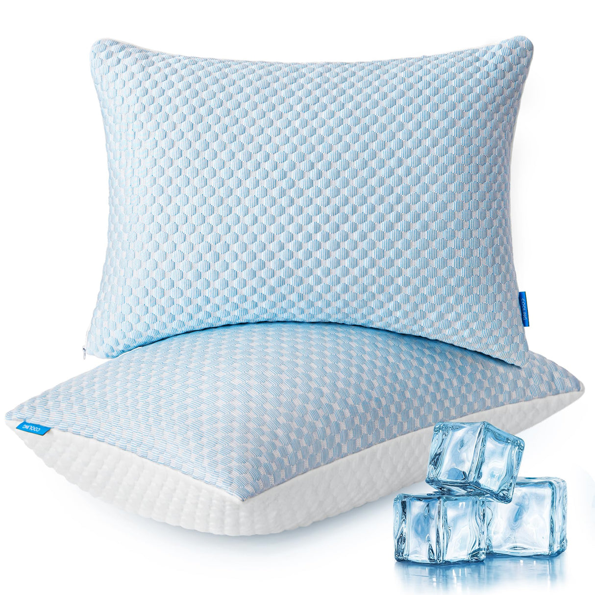 Firm Pillow Shredded Memory Foam Queen Size Set of 2,Cooling Bed Pillows for Sleeping 2 Pack