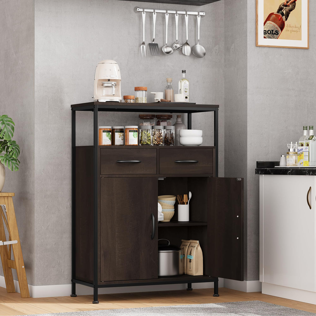 Farmhouse Storage Cabinet, Freestanding Kitchen Pantry Cabinet