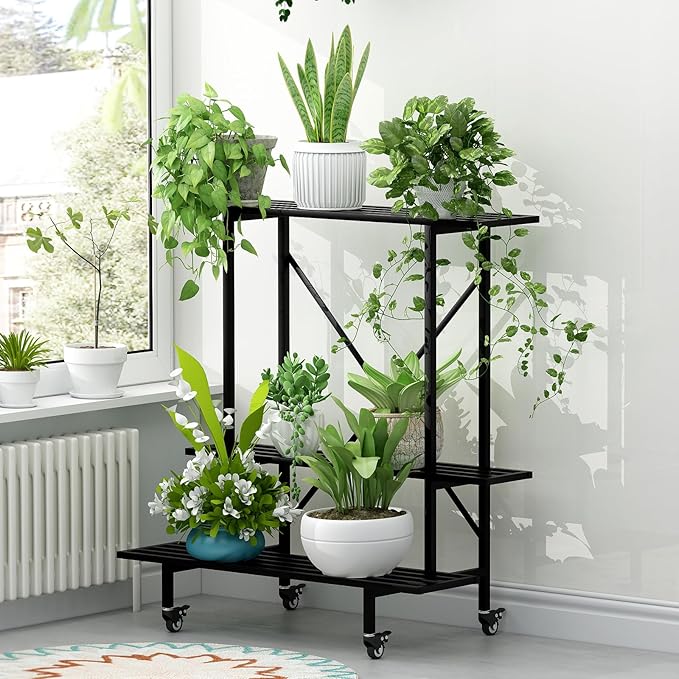 3 Tier Plant Stand Space-Saving Heavy Duty Plant Holder for Balcony, Home, Garden