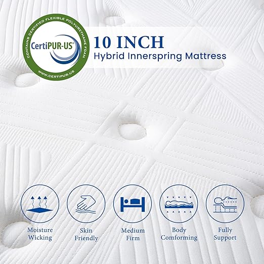 Full Size Mattress, 10 Inch Full Hybrid Mattresses, Full Mattress