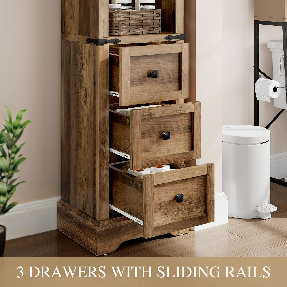 Tall Bathroom Storage Cabinet, 68" Farmhouse Storage Cabinet