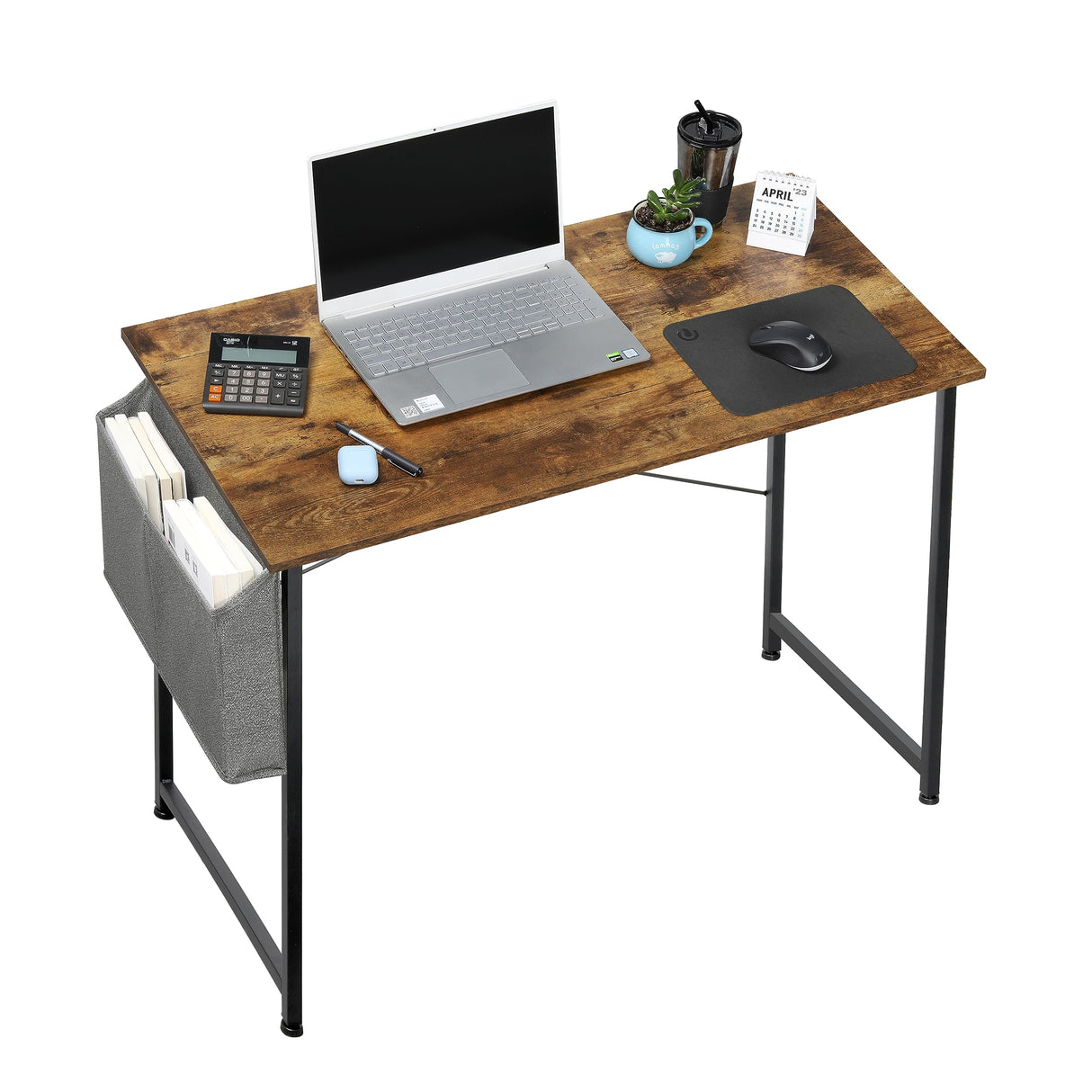 Computer Office Desk Modern Simple Style PC Table with Storage Bag, for Home Work