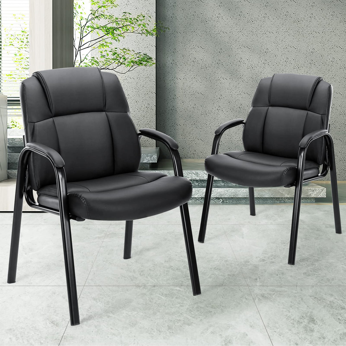 Guest Reception Accent Chairs, Black- 1 Pack
