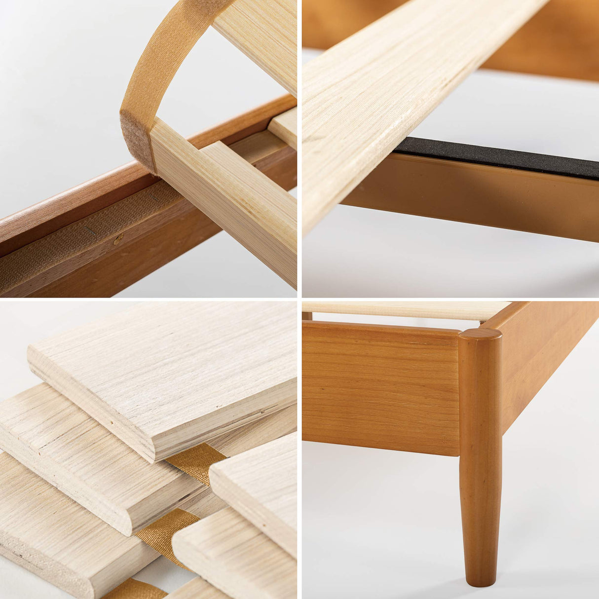 Mid-Century Wood Platform Bed Frame with Solid Wood Foundation - Full Size