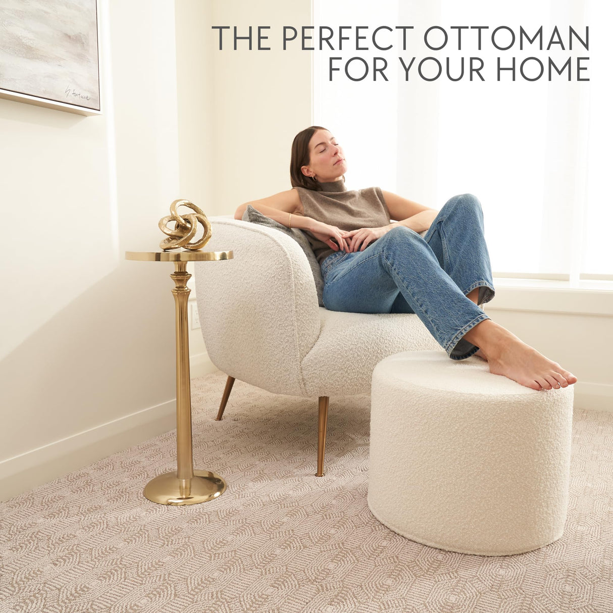 Beautiful Boucle Pouf Ottoman and Foot Rest - Elevate Your Living Room Decor