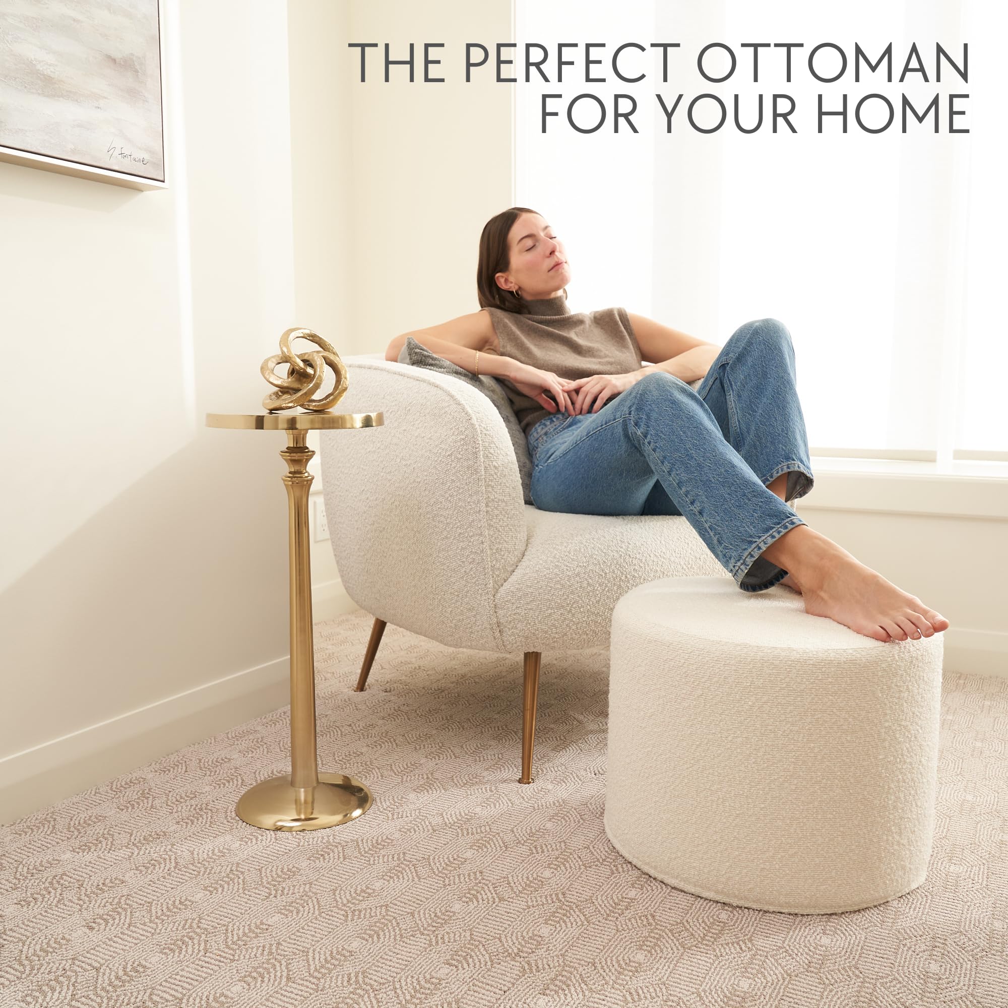 Beautiful Boucle Pouf Ottoman and Foot Rest - Elevate Your Living Room Decor